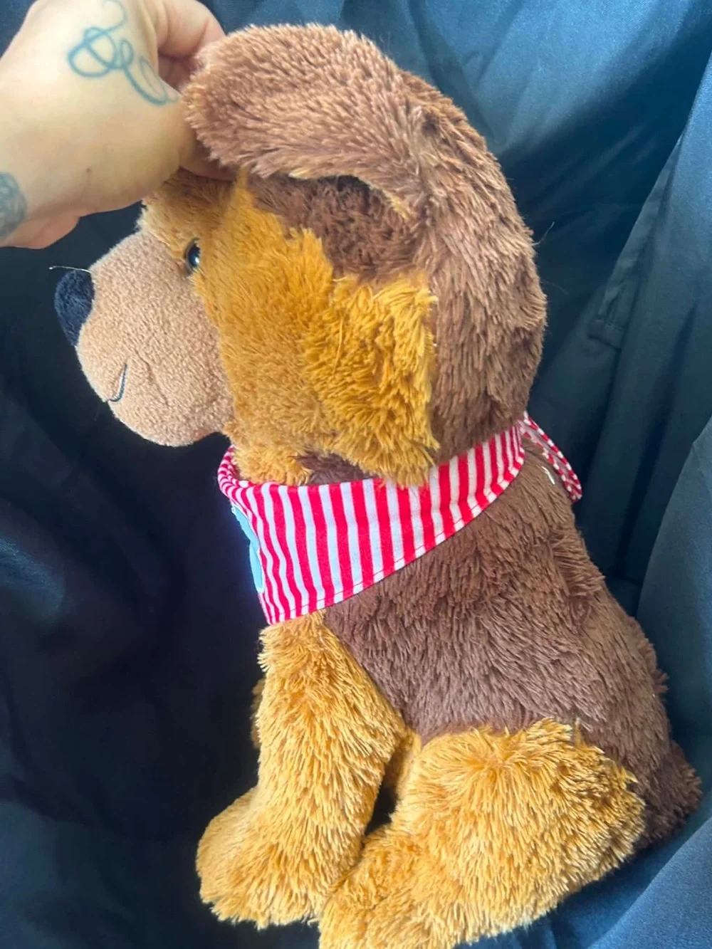Plush Brown Teddy Dog with Red 'Love' Bandana - Kids Accessories